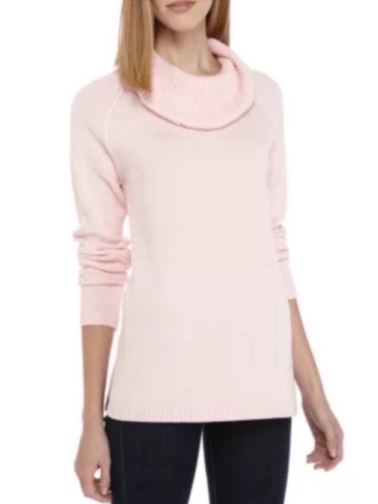 Kim Rogers Sweaters - Kim Rogers Light Pink Cowl Neck Long Sleeve Cotton Knit Sweater Size Small